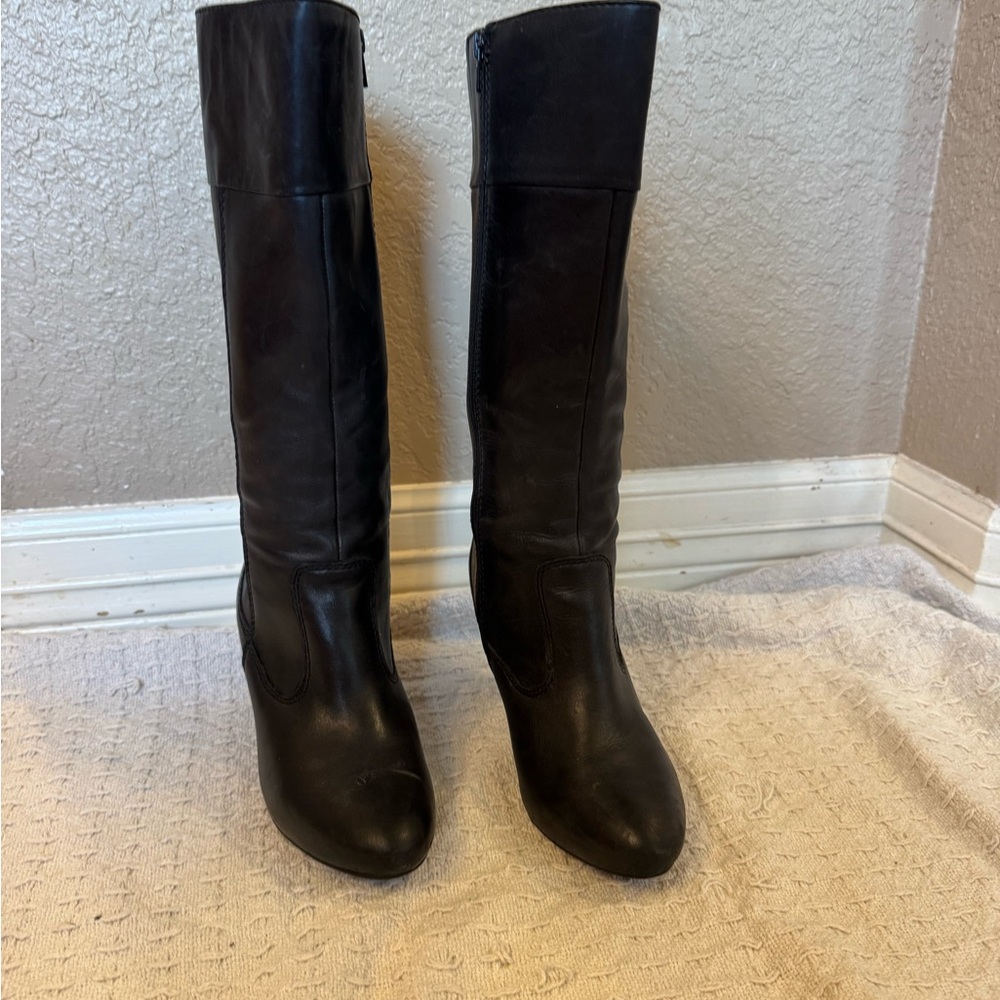 a.n.a Black Heeled Knee-High Boots